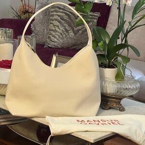 Mansur Gavriel Cream Hobo Bag with Textured Finish